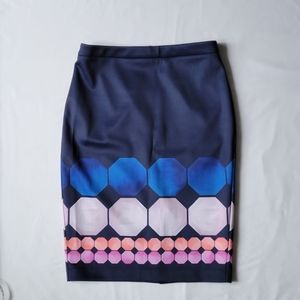 Woman's Ted Baker printed blue midi skirt
